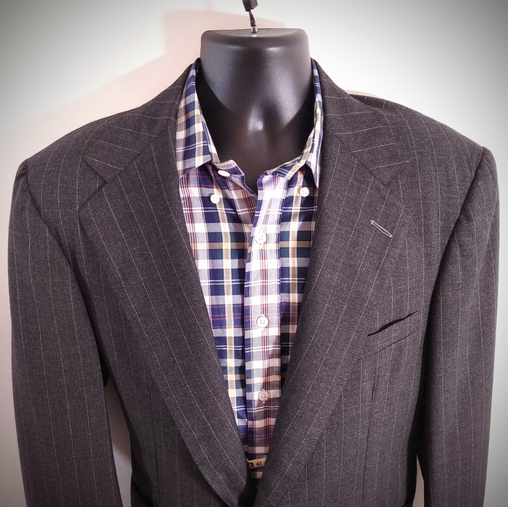 Polo Ralph Lauren 42R USA made gray pinstripe coat